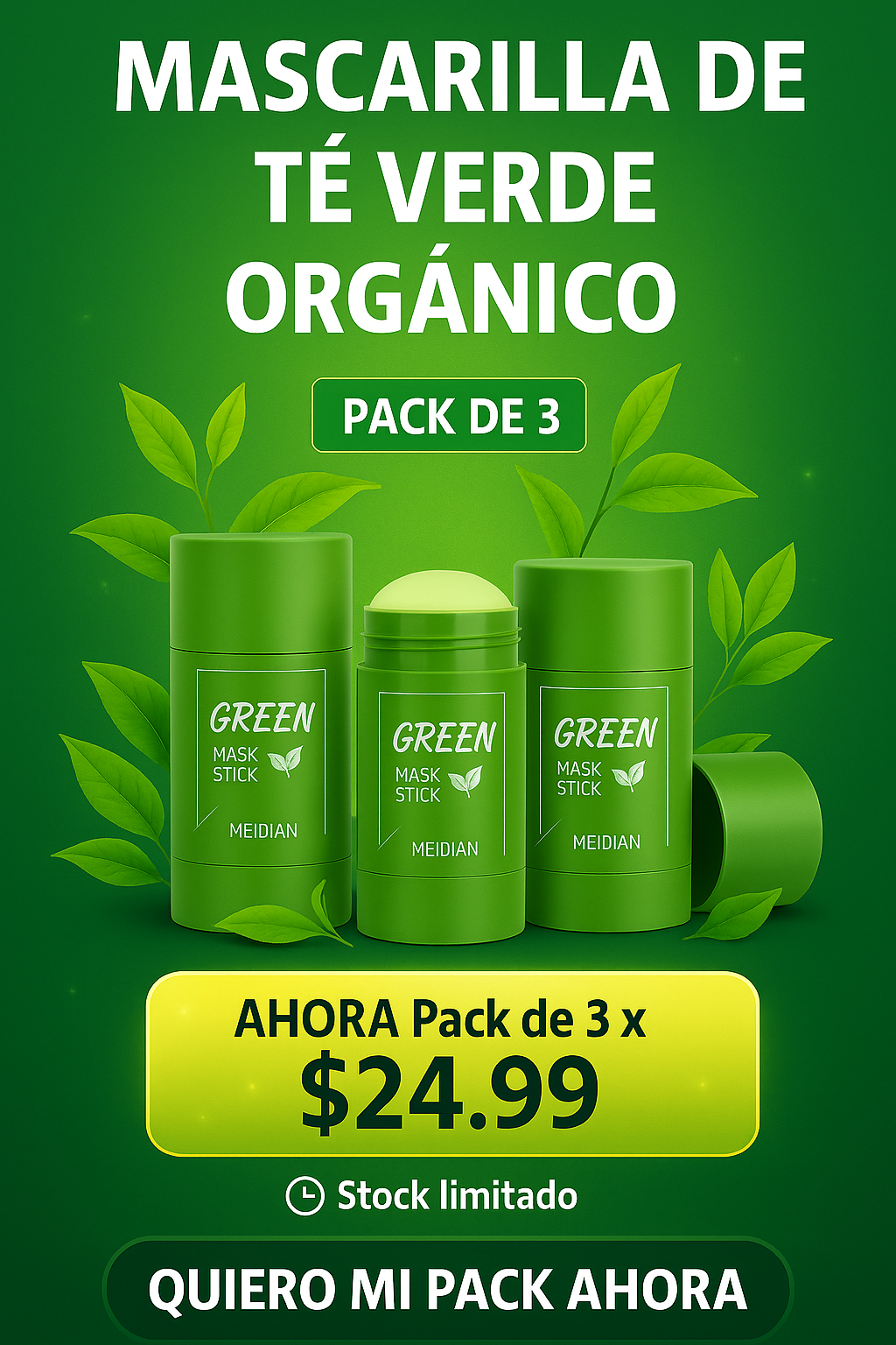 Mascarilla de Té Verde Orgánico Tu piel merece lo mejor… ¿lista para verla renovada?