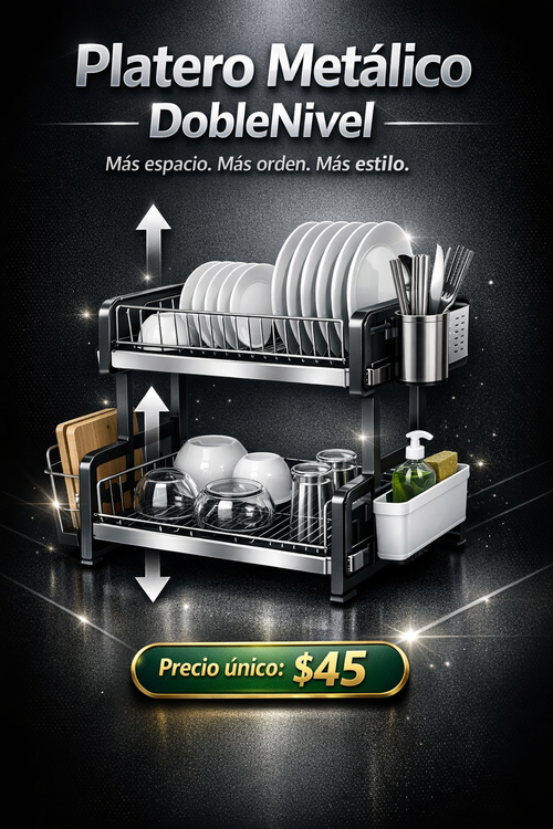 Platero Metálico Doble Nivel ¿Lista para transformar tu cocina?