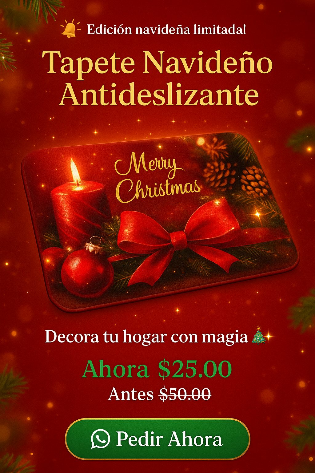 Tapete de Piso Navideño ¿Listo para que tu casa luzca navideña desde la entrada?