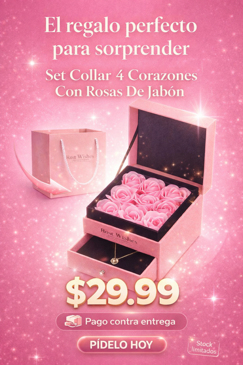 Set Collar 4 Corazones Con Rosas De Jabo ¿Estás listo para regalar emociones?