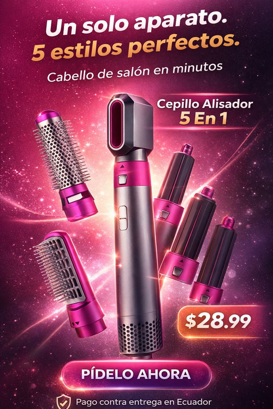 Cepillo Alisador 5 en 1 ¿Lista para transformar tu look sin esfuerzo?