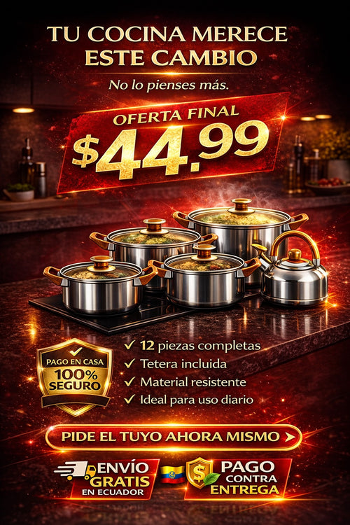 Set De Ollas 12 Piezas Con Tetera¿Vas a seguir usando ollas viejas cuando puedes renovar tu cocina completa hoy?